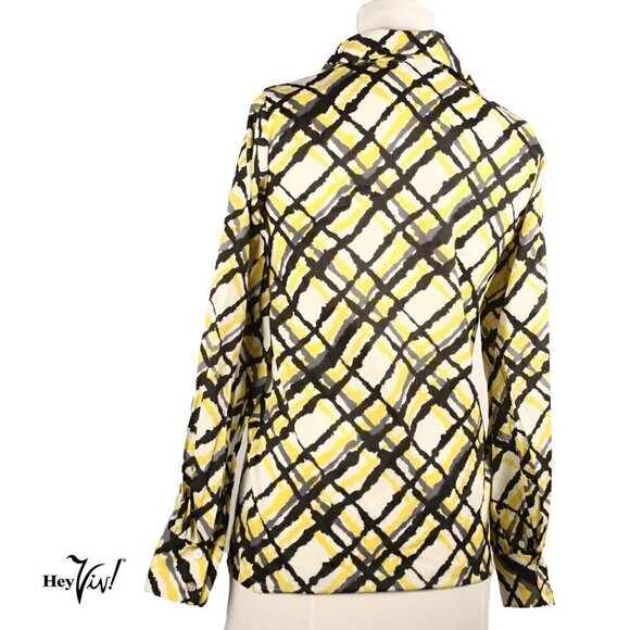 Vintage Sears Button Up Blouse w Wide Collar Bold Pattern Size M - Hey Viv - Picture 3 of 6